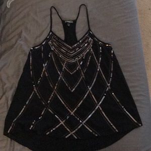 Black and silver sequins dressy tank top
